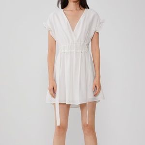 Zara V-Neck Ruffled White Mini Dress Size Medium